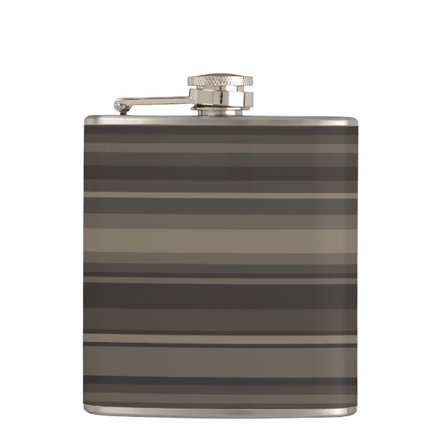 Taupe stripes hip flask (Front)