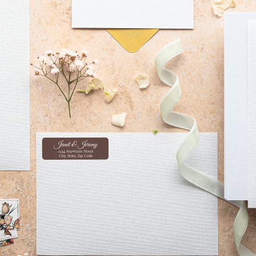 Taupe Stylized Name Wedding Return Address Label