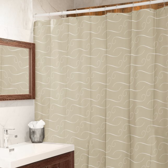 Taupe Swirls Shower Curtain (Creator Uploaded)
