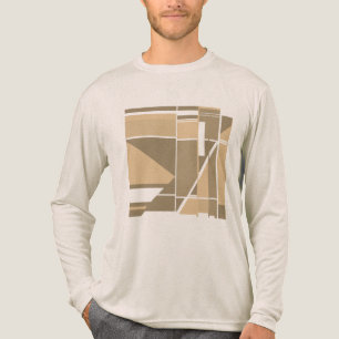 Taupe Tan Geometric Boxes Abstract MCM-like Design Tri-Blend Shirt