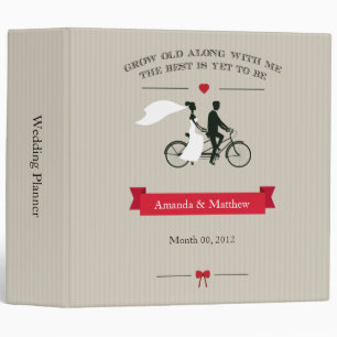 Taupe Tandem Bicycle Wedding Planning Binder
