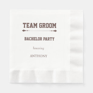 Taupe Team Groom Bachelor Party Napkins