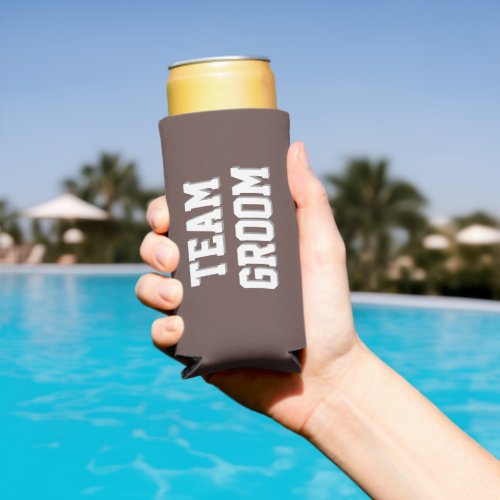 Taupe Team Groom Bachelor Party Seltzer Can Cooler
