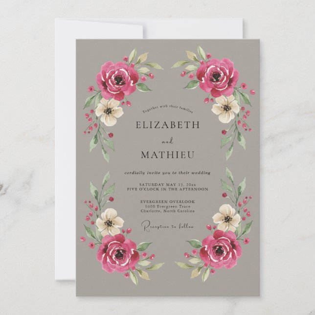 Taupe Timeless Vintage Wedding Invitation (Front)