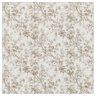 Taupe Toile with Roses and Branches Fabric