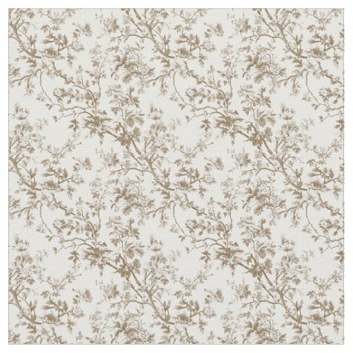 Taupe Toile with Roses and Branches Fabric