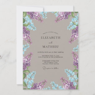 Taupe Violet Wisteria Wedding Invitation
