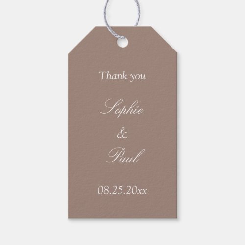 Taupe Wedding Favor Thank You Gift Tags