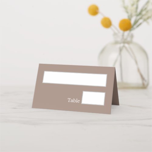 Taupe Wedding Folded Place Card