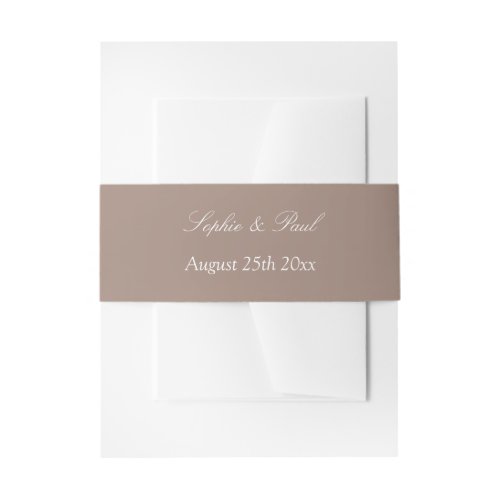 Taupe Wedding Invitation Belly Band