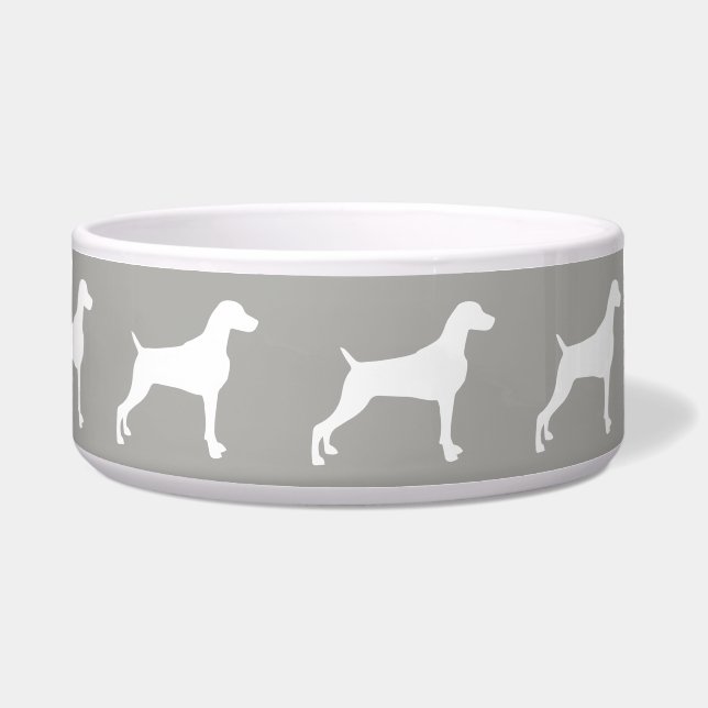 TAUPE WEIMARANER SILHOUETTE LARGE DOG BOWL (Front)