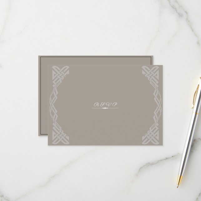  Taupe White Black Trendy Gay Wedding   RSVP Card (Front/Back In Situ)