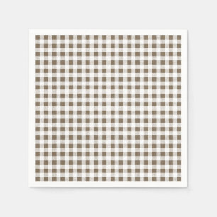 Taupe White Gingham Pattern Napkins