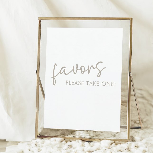 Taupe & White Minimal Script Bridal Shower Favors Poster (Creator Uploaded)