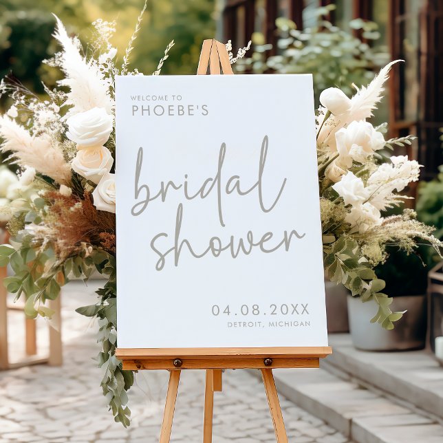 Taupe & White Minimalist Bridal Shower Welcome Foam Board (Creator Uploaded)