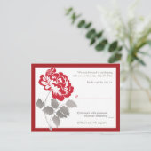 Taupe, White, Red Peony Reply Card (Standing Front)