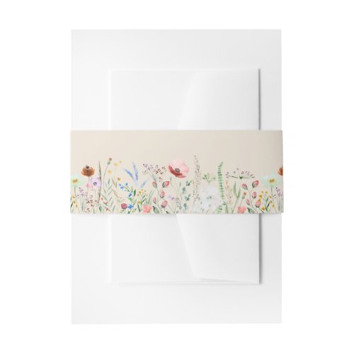 Taupe Wildflower Meadow Invitation Belly Band