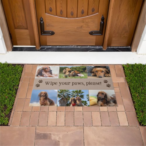 Taupe Wipe Your Paws 6 Dog Photos Doormat