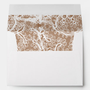 Taupe with Lace Pattern Wedding Envelope