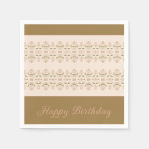 Taupe With Pink Floral Napkins