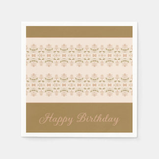 Taupe With Pink Floral Napkins
