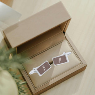 Taupe with White Stylized Initials Cufflinks
