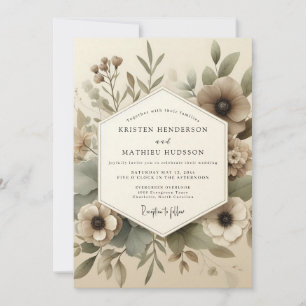 Taupe Woodland Bloom Wedding Invitation