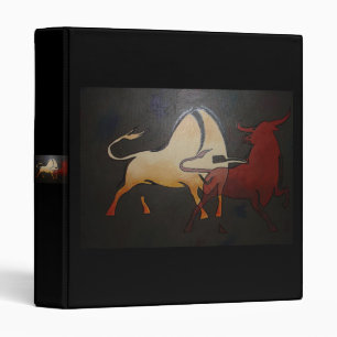 Taurean Bulls Animal Abstract Art 3 Ring Binder