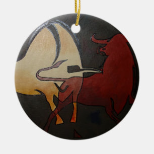 Taurean Bulls Animal Abstract Art Ceramic Ornament