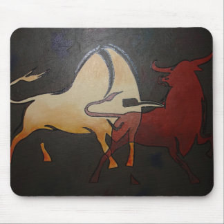 Taurean Bulls Animal Abstract Art Mouse Pad