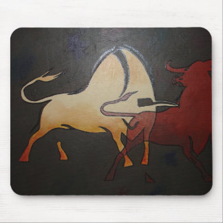 Taurean Bulls Animal Abstract Art Mouse Pad