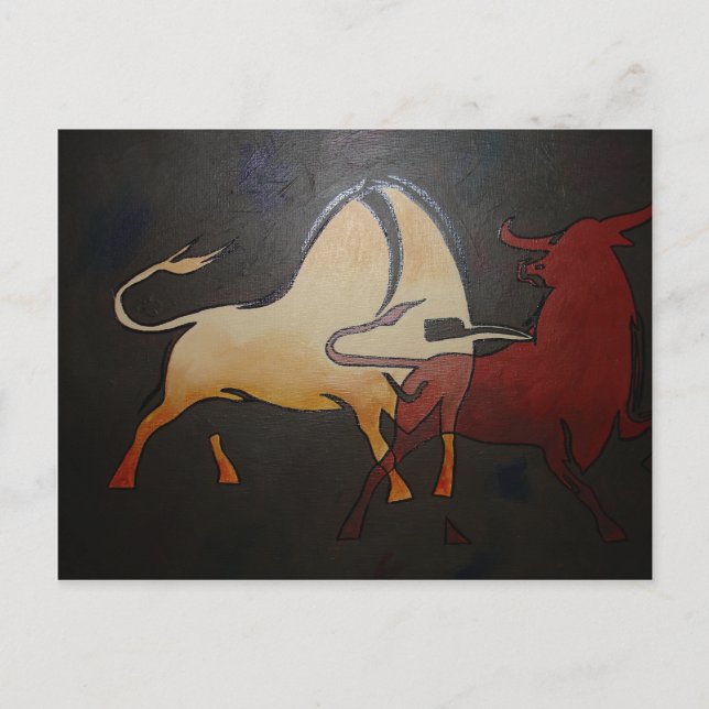 Taurean Bulls Animal Abstract Art Postcard (Front)