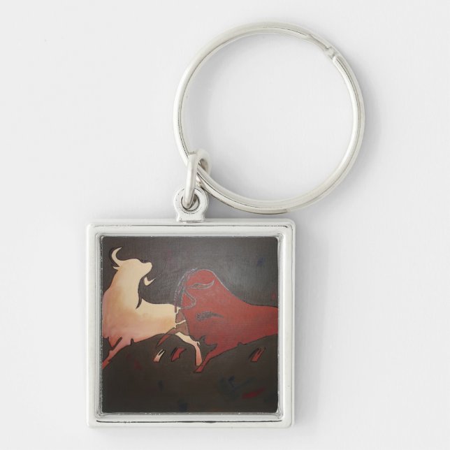 Taurean Bulls Animal Art  Keychain (Front)