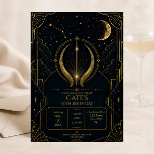 Taurus 50th Birthday Invitation   Elegant Dark