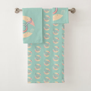 TAURUS, Abstract Design of the Zodiac Sign, Bath Towel Set