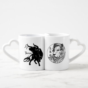 Taurus and Leo Zodiac Pair Coffee Mug Set