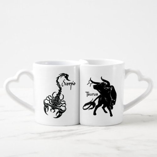Taurus and Scorpio Zodiac Coffee Mug Set