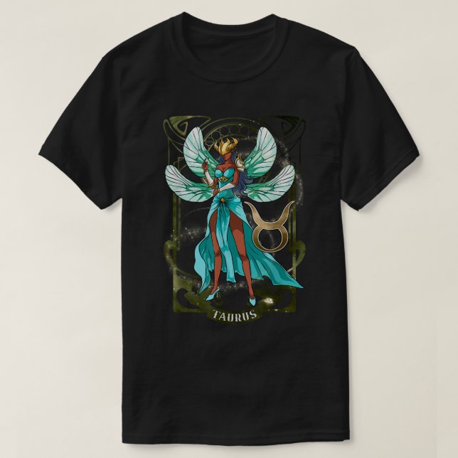 Taurus Anime Birthday Fairy Fairies Taurus Black G T-Shirt (Design Front)