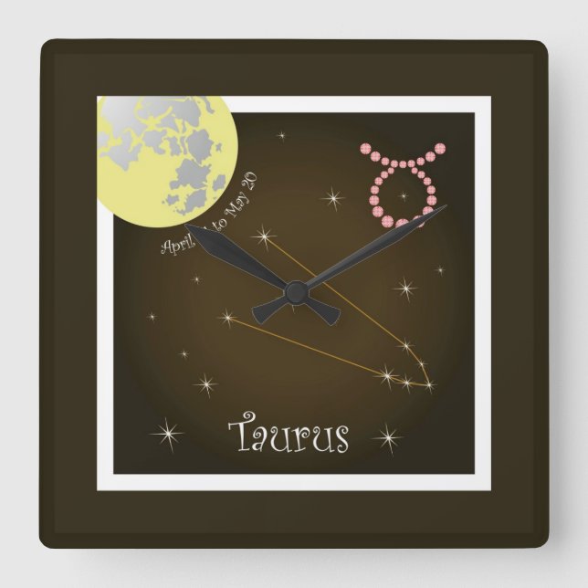 Taurus April 21 to May 20 Uhr Square Wall Clock (Front)