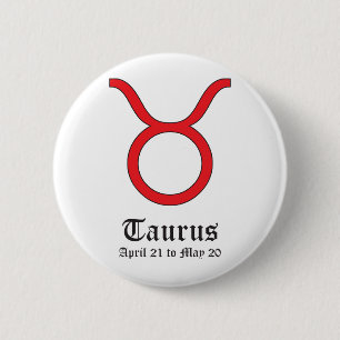 TAURUS ASTROLOGIC SIGN, SYMBOL ZODIAC PINBACK BUTTON