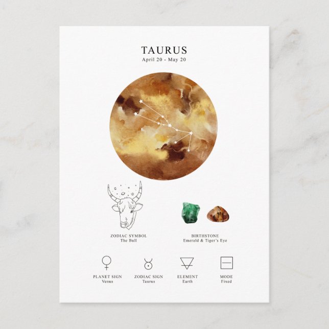 Taurus Astrological Sign Postcard (Front)