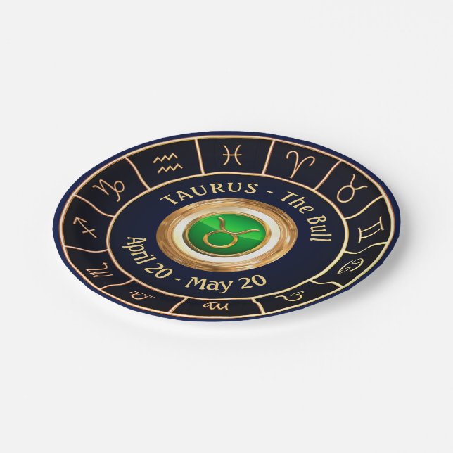 Taurus Astrological Symbol Paper Plates (Angled)