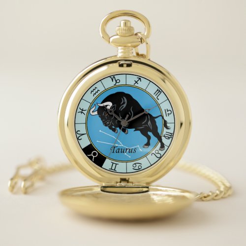 Taurus astrological zodiac sign pocket watch