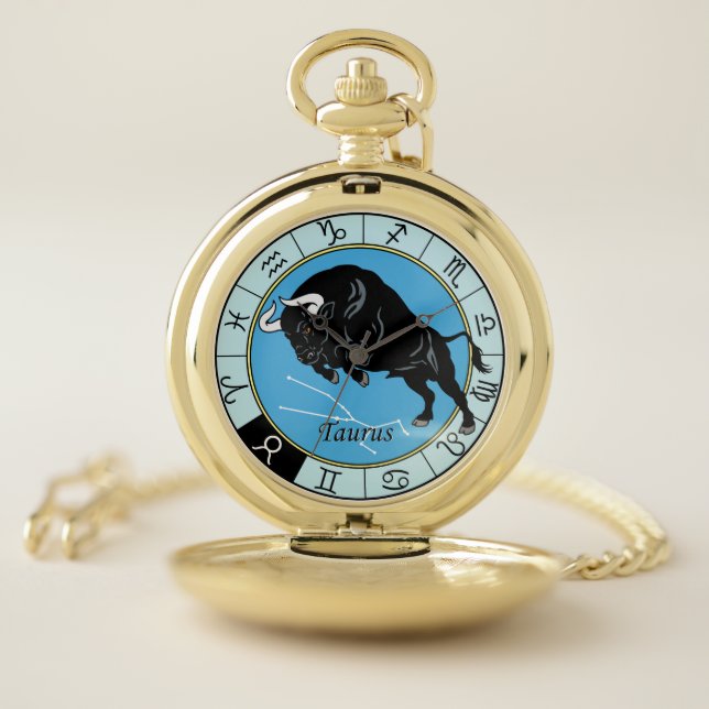 Taurus astrological zodiac sign pocket watch (Inside)