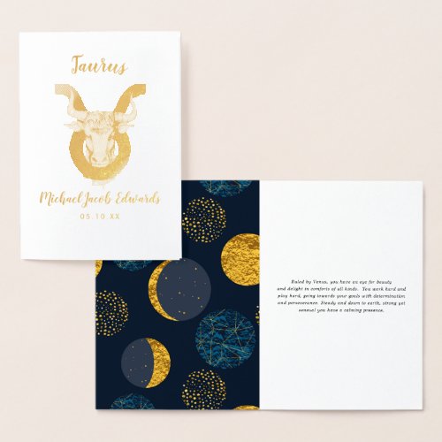 Taurus Astrology  Personalized Zodiac Sign Foil Card