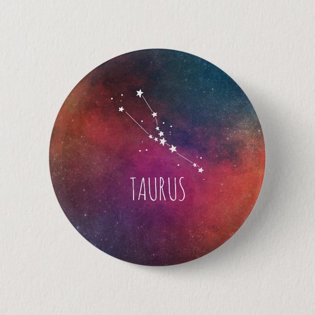 Taurus Astrology Pinback Button (Front)