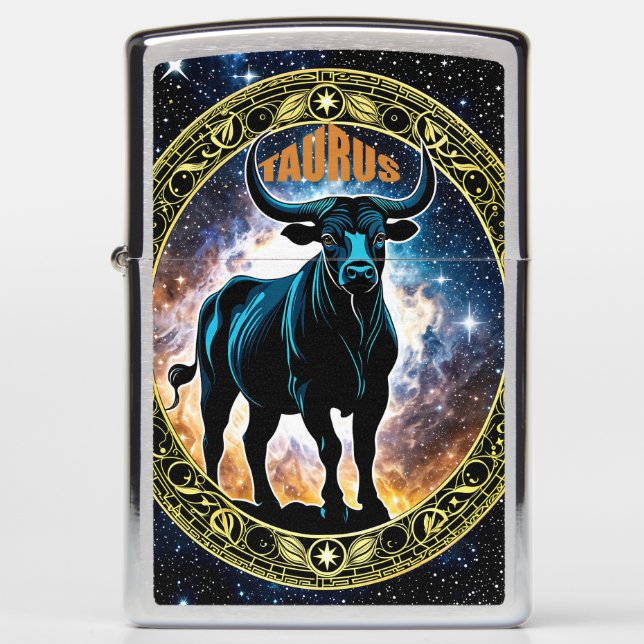 Taurus Astrology Sign Zippo Lighter (Front)