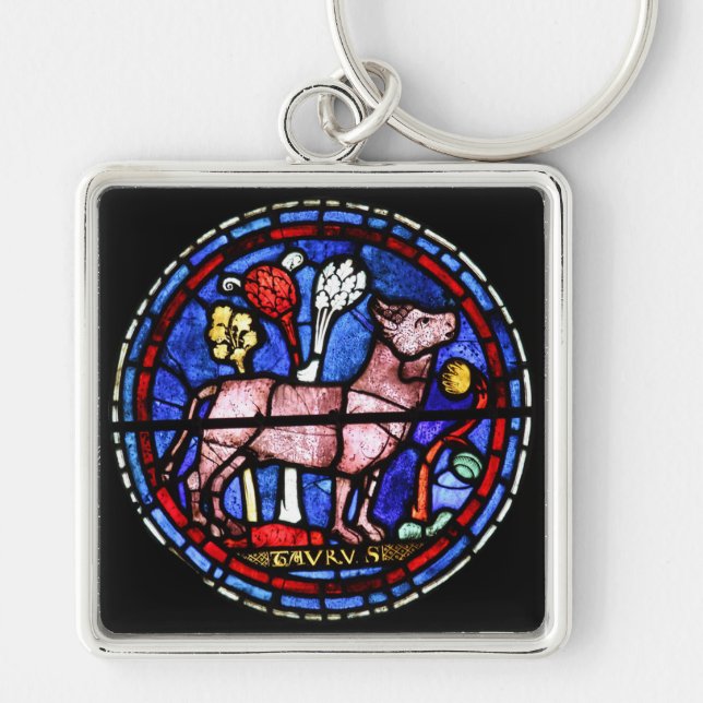 Taurus Astrology Stained Glass Windows Keychain (Front)