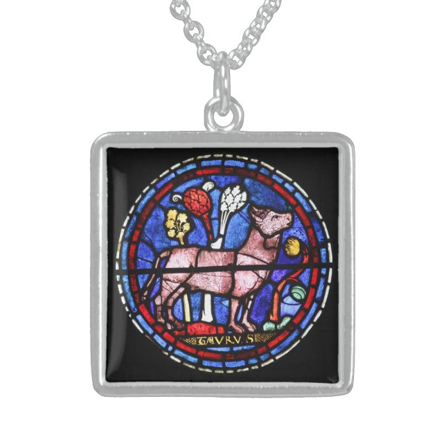 Taurus Astrology Stained Glass Windows Necklace (Front)