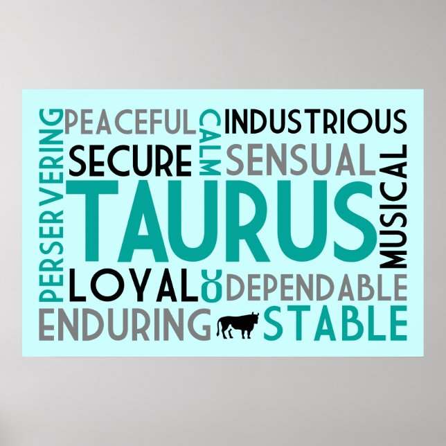 Taurus Astrology Word Collage Print (Front)